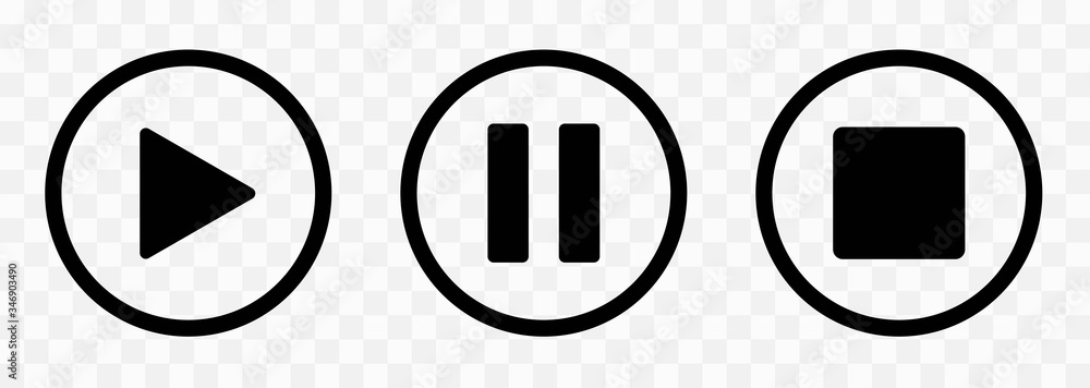 Poster play and pause buttons - vector icon illustration design.video audio player. player button set icon 