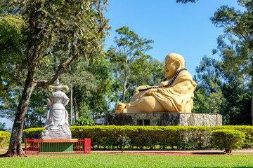 Buddhist Temple in Foz do Iguaçu. The temple was built by the Chinese communities in the triple border between Brazil , Paraguay and Argentina.