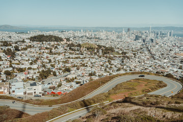 Landscape views from Twin Peaks San Francisco California
