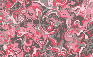 Liquid abstract texture. Swirling paint effect. Vector illustration. Marble abstract background. Pastel pink, gray and brown colors