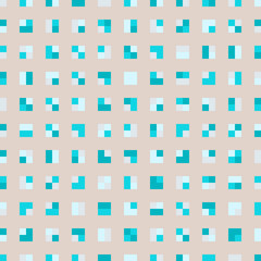 Teal repeat square background with abstract geometric seamless textured pattern