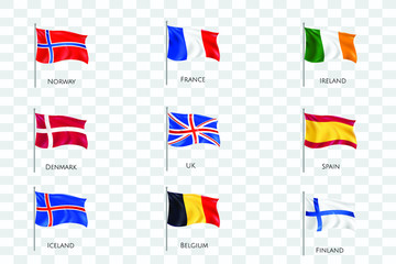 flag collection with transparent background
