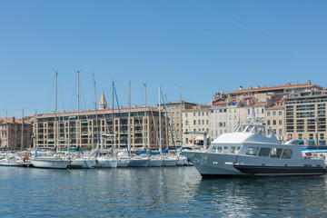 16 Aug 2018. Old Port of Marseille, France with boats