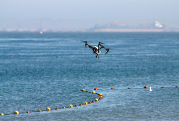 Drone flying over the bay