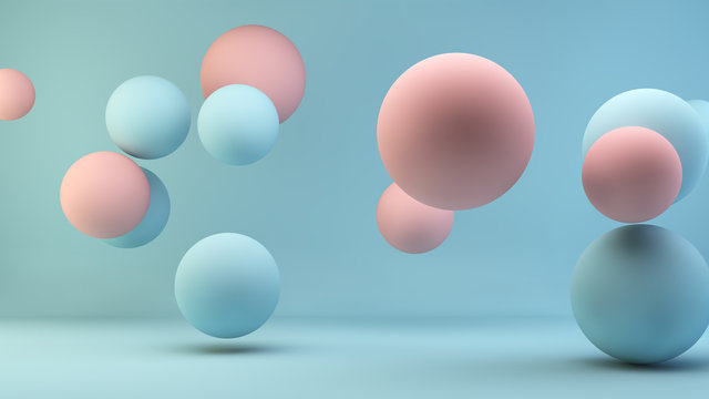 pink and blue floating spheres background