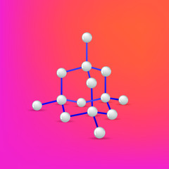 Molecule connection model  chemistry particle and color molecular structure modern color flat  Isolated vector illustration