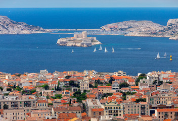 Marseilles. Aerial view of the island If on a sunny day.