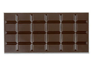 plaque de chocolat noir sur un fond blanc