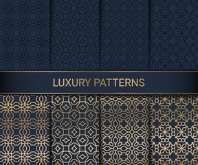 Set of luxury seamless patterns artwork, vector illustration