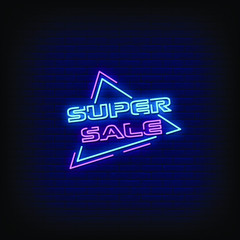 Super Sale Neon Signs Style Text Vector