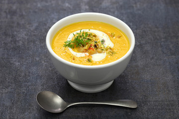 carrot tahini soup with chickpea