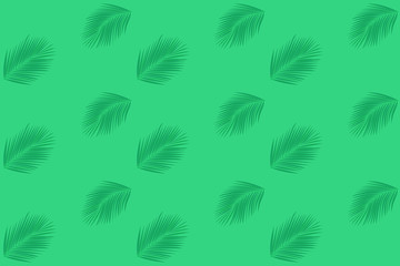 Fototapeta na wymiar modern bright pop art, texture, seamless tropical pattern of palm plant leaves on a green background, for designer, wallpaper, fabric