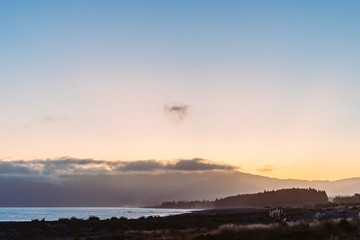 Natur Berge Meer Sonnenuntergang Orange 