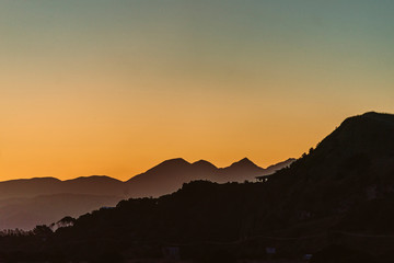 Natur Berge Sonnenuntergang Orange 