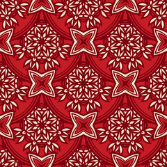 Red Damask seamless tiled motif vector pattern