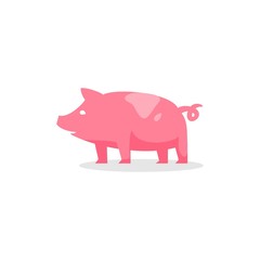 Colorful playful fun drawing of pig piglet for Logo mascot and icon or sign template vector stock illustration