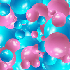 Colorful balls background. Vector background made with gradient meshes. Background design for banner, poster, flyer, card, postcard, cover, brochure. Blue and pink balls. eps 10