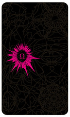 Tarot cards - back design. Pink Omega and Star Symbol 