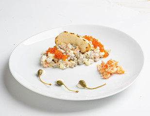 Olivier salad with capers