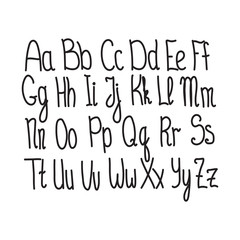 Cute English hand written alphabet, vintage illustration. Lowercase and uppercase letters, fine for card, lettering, poster 