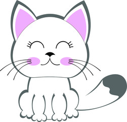 cute cat with closed eyes. vector illustration. print