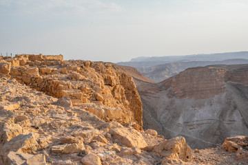 The ancient fortification in the Southern District of Israel. Masada National Park in the Dead Sea region of Israel