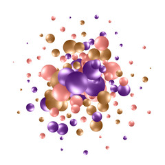 Vector illustration with multicolored bubbles. Gold, purple, pink balls. eps 10