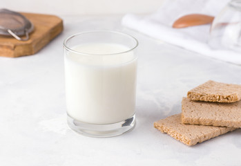 Milk kefir on a white background. Fermented products