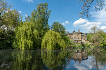 Fototapeta premium Magdale Dam in Honley, West Yorkshire, England