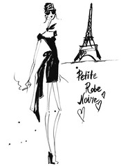 Girl and Eiffel Tower