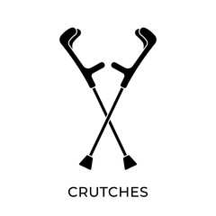 Crutches icon vector illustration. Crutches vector illustration template. Crutches icon design isolated on white background. Crutches vector icon flat design for website, logo, sign, symbol, app, UI.