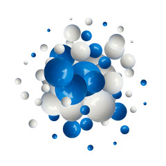 Abstract Flying Spheres Background. Sweet Candy. Colorful Realistic Glossy Balls. Vector illustration. Blue and white balls. eps 10