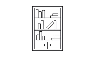 Bookshelf, dictionary, publish, furniture, wall, indoor, interior, book, study, textbook, bookstore free vector icon