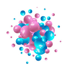 Abstract Flying Spheres Background. Sweet Candy. Colorful Realistic Glossy Balls. Vector illustration. Blue and pink balls. eps 10
