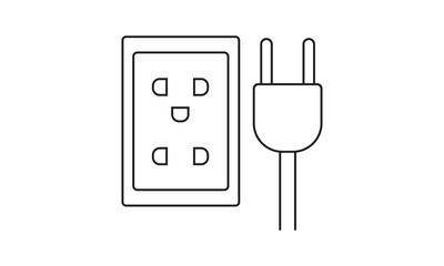 Plug, error, connector, disconnection, socket, supply, electrical, voltage-free vector icon