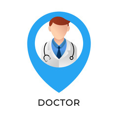 Doctor icon vector illustration. Medical Doctor vector illustration template. Doctor icon design isolated on white background. Doctor vector icon flat design for website, logo, sign, symbol, app, UI.