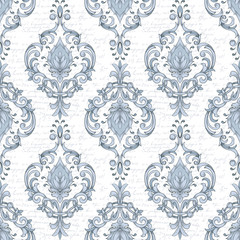 Damask seamless pattern element. Vector classical luxury old fashioned damask ornament, royal victorian seamless texture for wallpapers, textile, wrapping. Vintage exquisite floral baroque template.