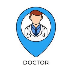 Doctor icon vector illustration. Medical Doctor vector illustration template. Doctor icon design isolated on white background. Doctor vector icon flat design for website, logo, sign, symbol, app, UI.