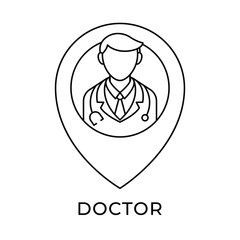 Doctor icon vector illustration. Medical Doctor vector illustration template. Doctor icon design isolated on white background. Doctor vector icon flat design for website, logo, sign, symbol, app, UI.