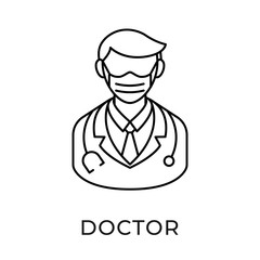 Doctor icon vector illustration. Medical Doctor vector illustration template. Doctor icon design isolated on white background. Doctor vector icon flat design for website, logo, sign, symbol, app, UI.