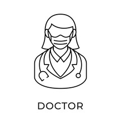 Doctor icon vector illustration. Medical Doctor vector illustration template. Doctor icon design isolated on white background. Doctor vector icon flat design for website, logo, sign, symbol, app, UI.