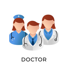 Doctor icon vector illustration. Medical Doctor vector illustration template. Doctor icon design isolated on white background. Doctor vector icon flat design for website, logo, sign, symbol, app, UI.