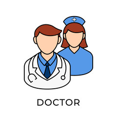 Doctor icon vector illustration. Medical Doctor vector illustration template. Doctor icon design isolated on white background. Doctor vector icon flat design for website, logo, sign, symbol, app, UI.