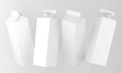 4 blank packages in different positions. 3d-image © Georgy