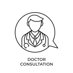 Doctor icon vector illustration. Doctor Consultation icon vector. Doctor icon design isolated on white background. Doctor vector icon flat design for website, logo, sign, symbol, app, UI.
