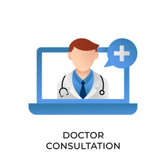 Doctor icon vector illustration. Doctor Consultation icon vector. Doctor icon design isolated on white background. Doctor vector icon flat design for website, logo, sign, symbol, app, UI.