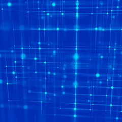 Fototapeta na wymiar Blockchain technology concept. Big data visualization. 3D blue illustration. Distributed register technology.