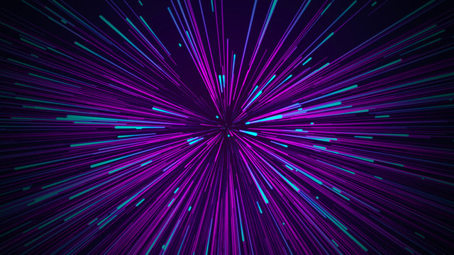 Abstract circular speed background. Centric motion of star trails. Starburst dynamic lines or rays. 3D rendering.