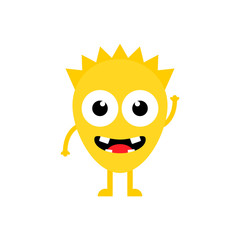 Cute cartoon baby monster. Kawaii scary funny baby character flat icon. Happy Halloween vector illustration isolated on white background.