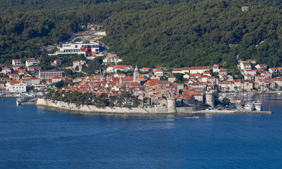 Panorama of town Korcula in Dalmatia, Croatia